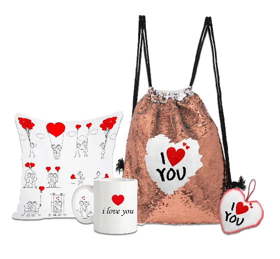 Valentine day gift combo bag - Rose gold